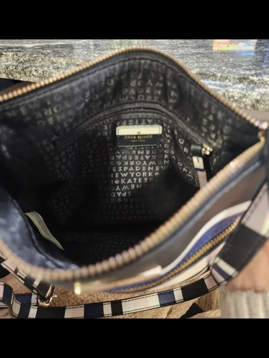 kate spade Laurel Way Striped Crossbody in Navy, Black & Pale Pink-9.5×9×1.5 - Picture 5 of 6